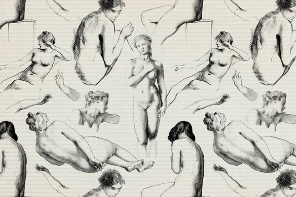 Female Nude Patterned Background Illustration — 스톡 사진