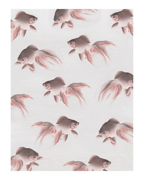 Veiltail Gold Fish Pattern Vintage Articles Print Poster Design 리믹스 — 스톡 사진