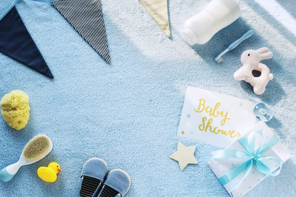 Baby Shower Niebieski Motyw — Zdjęcie stockowe
