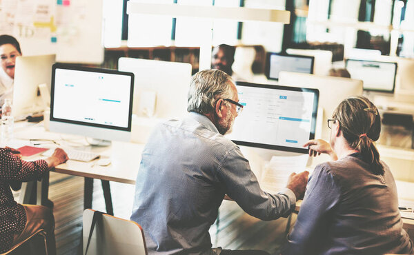 Group Diverse Senior Adults Computer Class Stock Image