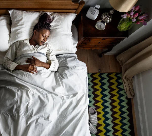 African American Woman Sleeping Soundly — Stock Photo, Image