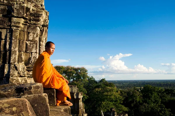 Mnich Angkor Wat Siem Reap Kambodża — Zdjęcie stockowe