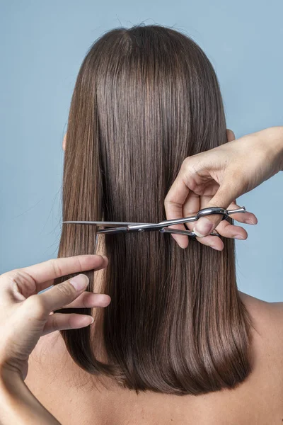 Wanita Muda Mendapatkan Potong Rambut — Stok Foto