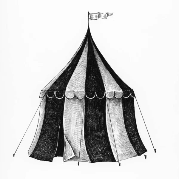 Schizzo Disegnato Mano Una Tenda Circo — Foto Stock