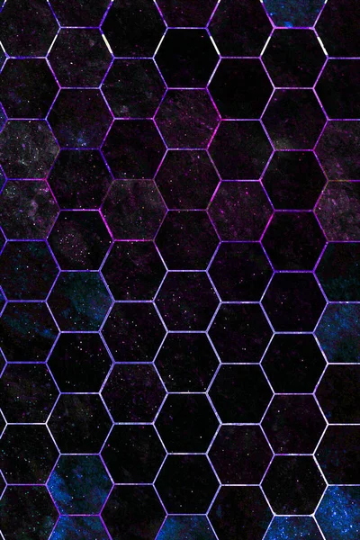 Hexagon Zwarte Marmeren Tegels Patroon Mobiele Telefoon Wallpaper — Stockfoto