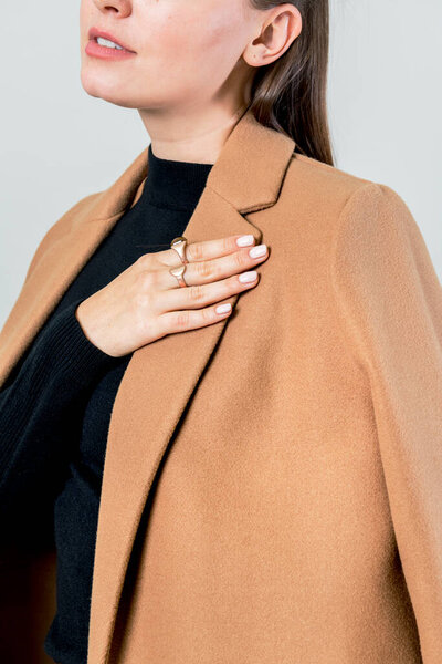Glamourous Woman Wearing Brown Coat Stock Picture