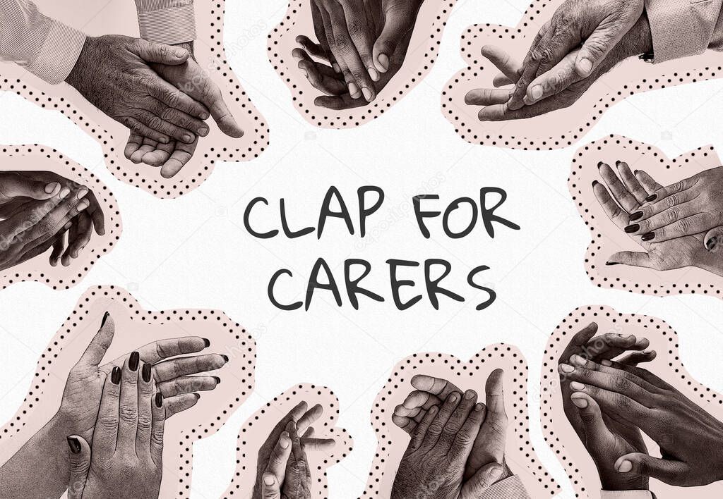 Clap for our carers social banner template illustration