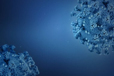 Mavi arkaplanda Coronavirus hücre kirliliği