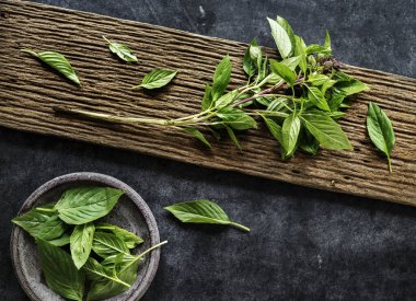 Fesleğen yapraklarının havadan görünüşü