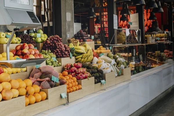 Fresh fruit stalls in San Miguel market