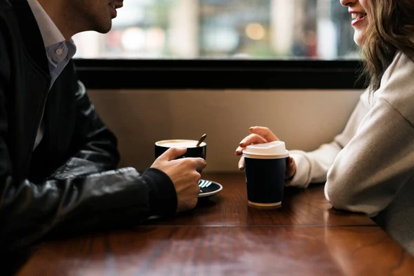 Couple Drinking Coffee Shop Relax — Stock Photo, Image