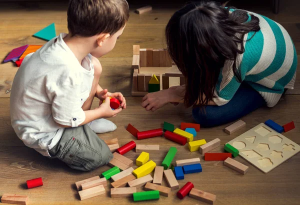 Children Having Fun Playing Toy Blocks — Stock Photo, Image