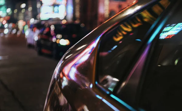 Auto Der Nacht Einer Stadt — Stockfoto