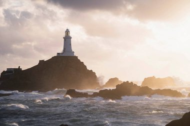 La Corbiere Lighthouse on Isle of Jersey, Scotland clipart
