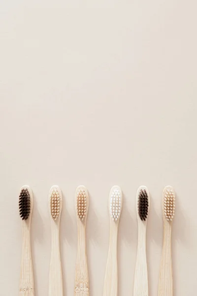 Bamboo Toothbrushes Beige Background — Stock Photo, Image