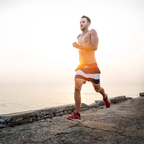 Caucasian Man Running — Stok fotoğraf