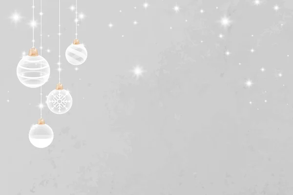 灰色のメリークリスマスキラキラボールお祝いの背景 — ストック写真