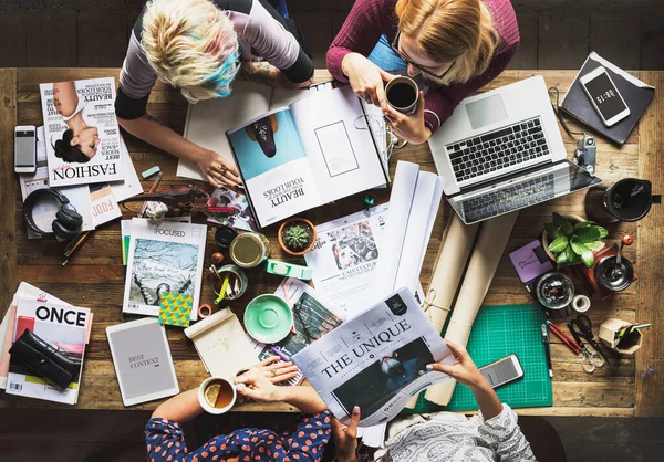 Colleagues Working Desk — Zdjęcie stockowe