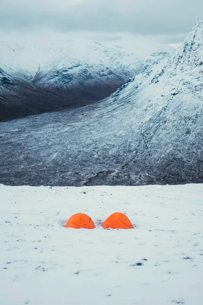 Carpas Naranjas Una Montaña Nevada — Foto de Stock