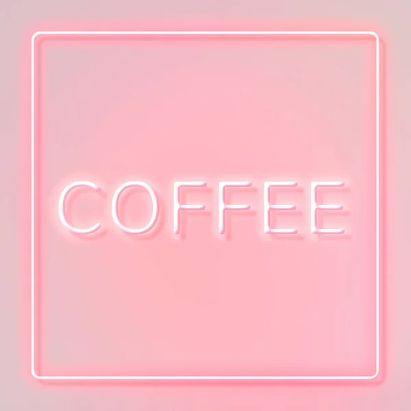 Retro Rosafarbener Kaffeerahmen Neon Border Schriftzug — Stockfoto