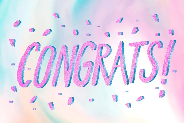 Congrats Sparkling Pink Typography Word — Stock Photo, Image