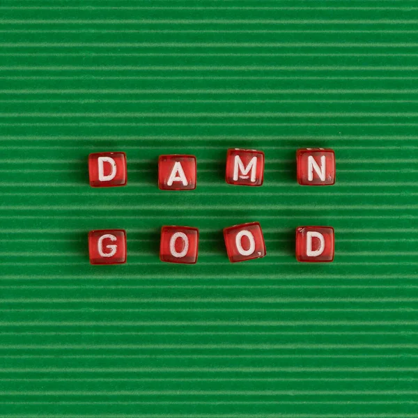 Damn Good Beads Word Typography Green — Stock Photo, Image