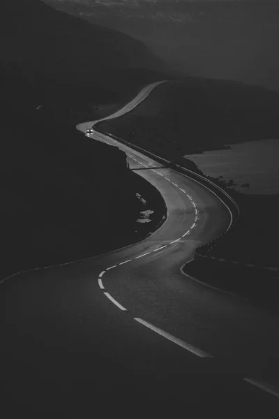 Autoroute Panoramique Bord Lac Noir Blanc — Photo