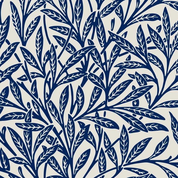 Blätter Ornament Blau Muster Hintergrund — Stockfoto