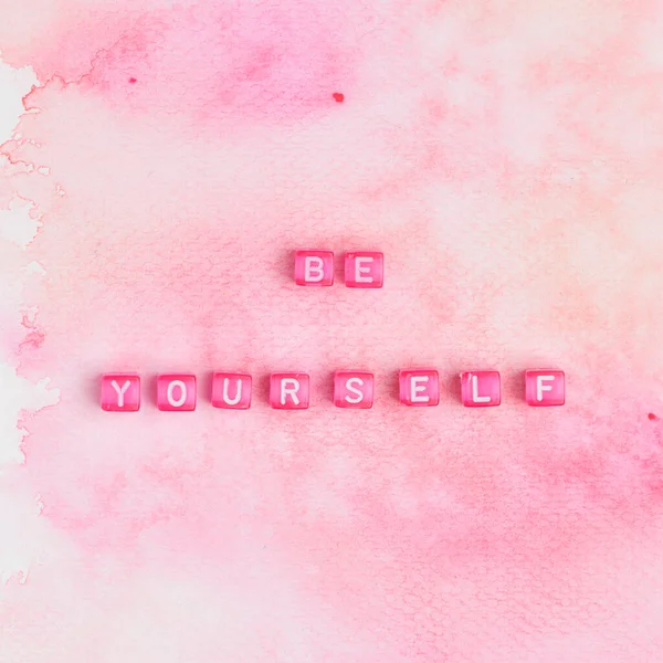 Yourself Beads Text Typography Pink — Stock Photo, Image