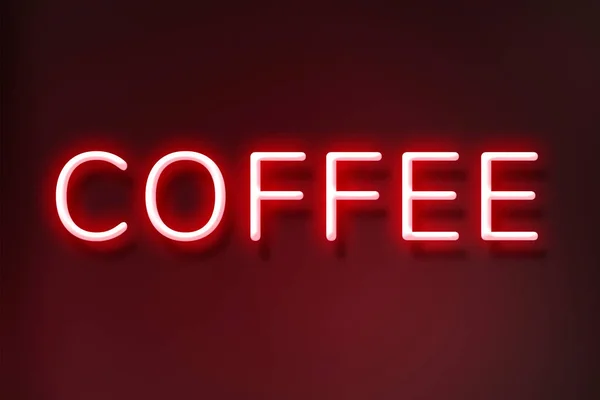 Λαμπερό Καφέ Λέξη Κόκκινο Νέον Τυπογραφία — Φωτογραφία Αρχείου