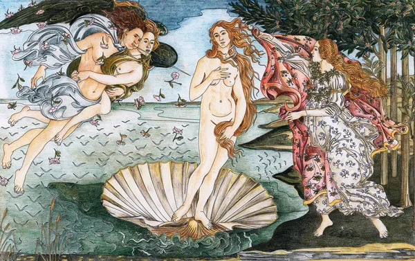 Zrození Venuše 1483 1485 Sandro Botticelli Dospělých Zbarvení Stránky — Stock fotografie