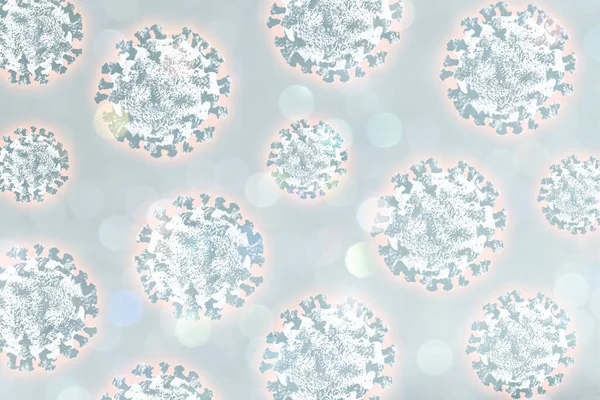 Коронавірус Під Мікроскопом Сірому Фоновому Малюнку — стокове фото
