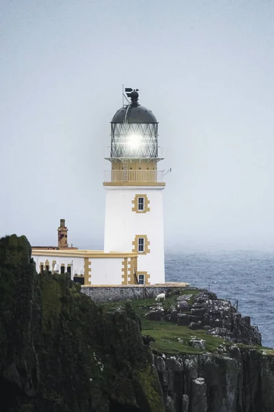 Misty Neist Point Lighthouse Isle Skye Scotland — Stock Photo, Image