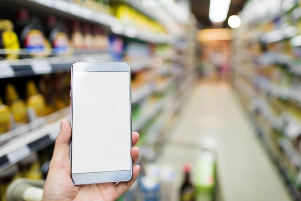 Telefonieren Supermarkt — Stockfoto