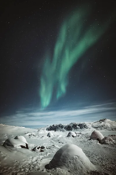 Noorderlicht Boven Besneeuwd Groenland — Stockfoto