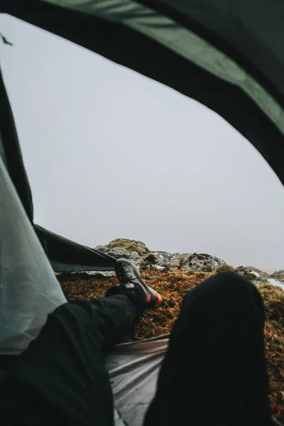 Acampar Glen Coe Enevoado Escócia — Fotografia de Stock