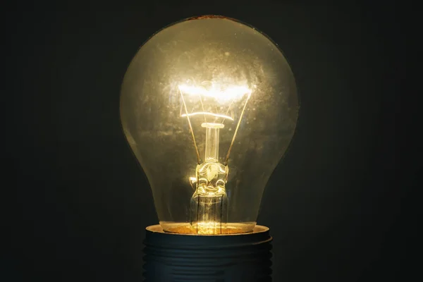 Glowing Glass Light Bulb Dark Background — Stock Photo, Image