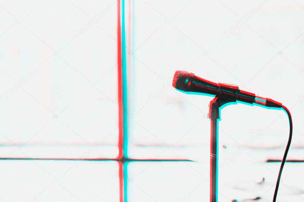 Microphone with a stand double color exposure effect