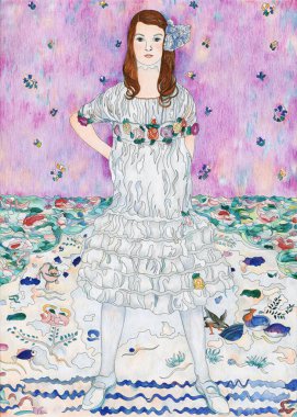 Mda Primavesi by Gustav Klimt: Yetişkin renklendirme sayfası