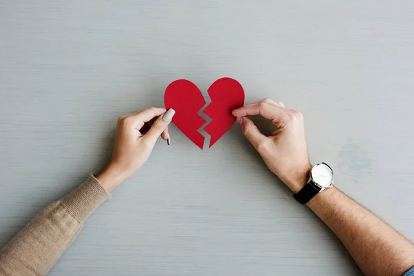 Hands Holding Broken Paper Heart — Stock Photo, Image