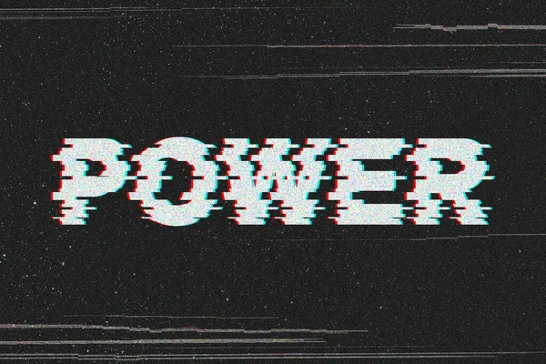 Power Glitch Effect Typography Black Background — Stock Photo, Image