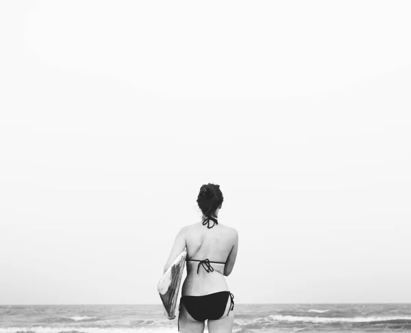 Woman Beach Summer Holiday Vacation Surfing Concept — Stock Photo, Image