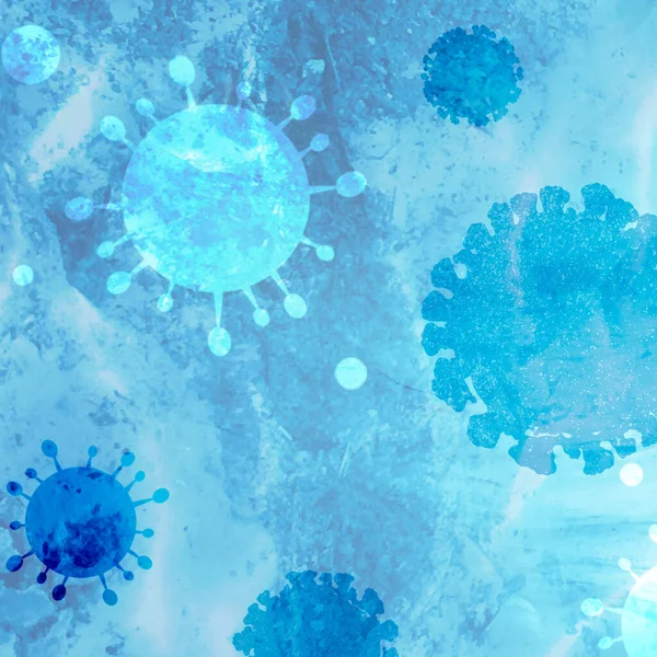 Coronavirus Bajo Microscopio Textura Acuarela — Foto de Stock