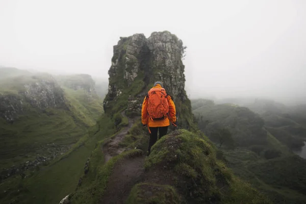 Hiker Fairy Glen Isle Skye Scotland — Stock Photo, Image