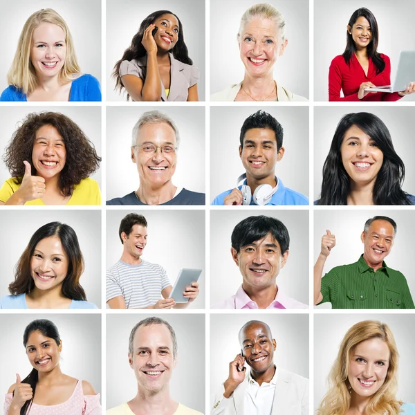 Gruppe positiver Menschen-Porträts — Stockfoto