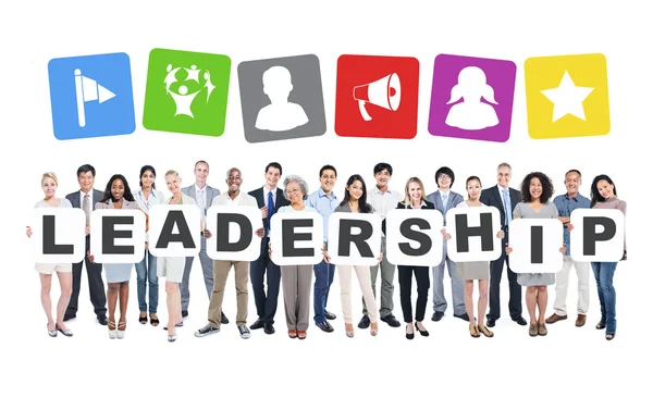 People Holding Letters Form Leadership — Stock Photo, Image