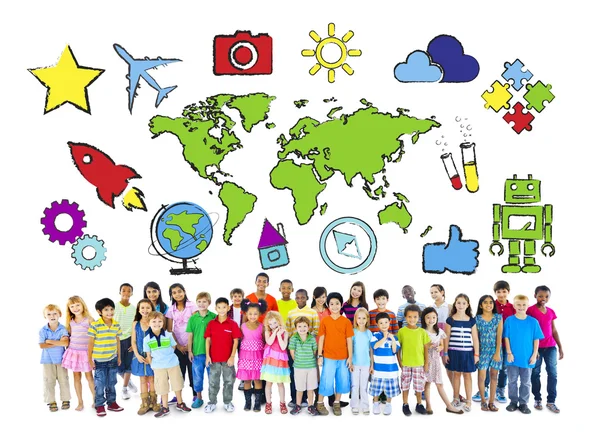 Multi-Ethnic Children with World Concept — Stock Photo, Image