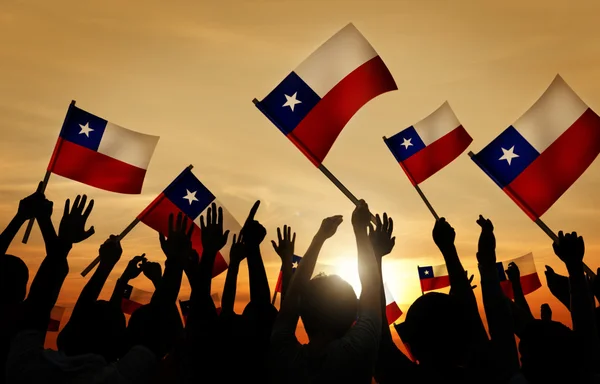 People Holding Flags of Chile — Stock Photo, Image