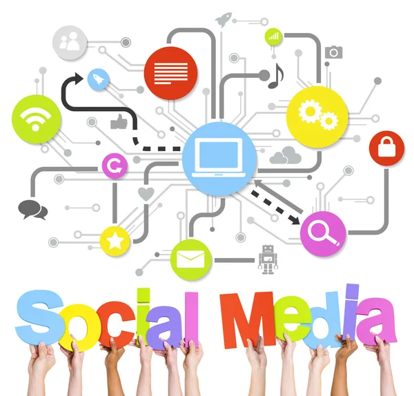 People Holding Word Social Media — Stock Photo, Image