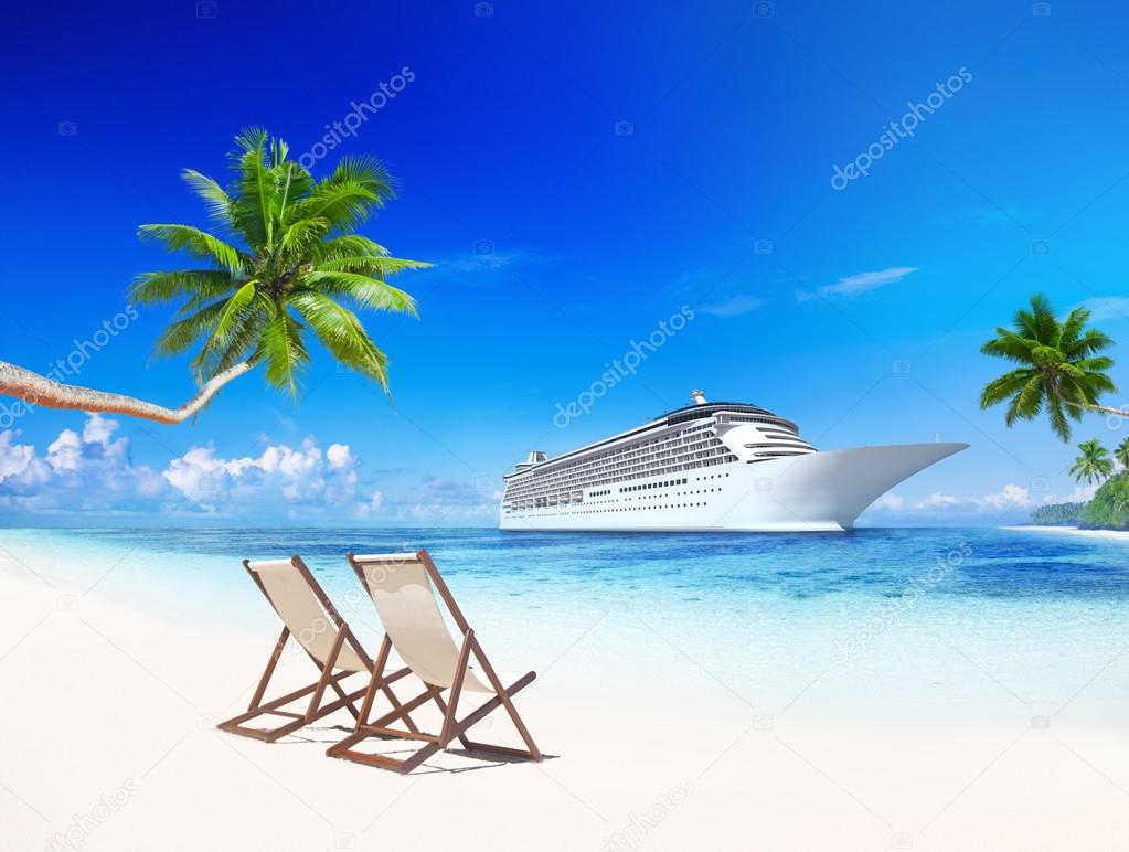 Cruise liner on beach